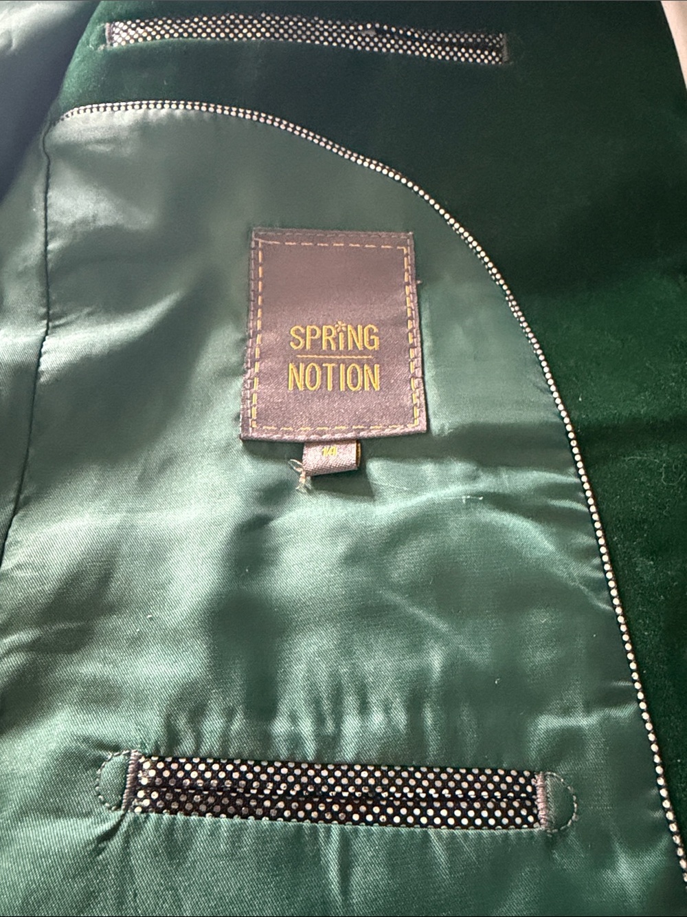 Kids Green Velvet Blazer by Gioberti - Picture 2 of 3